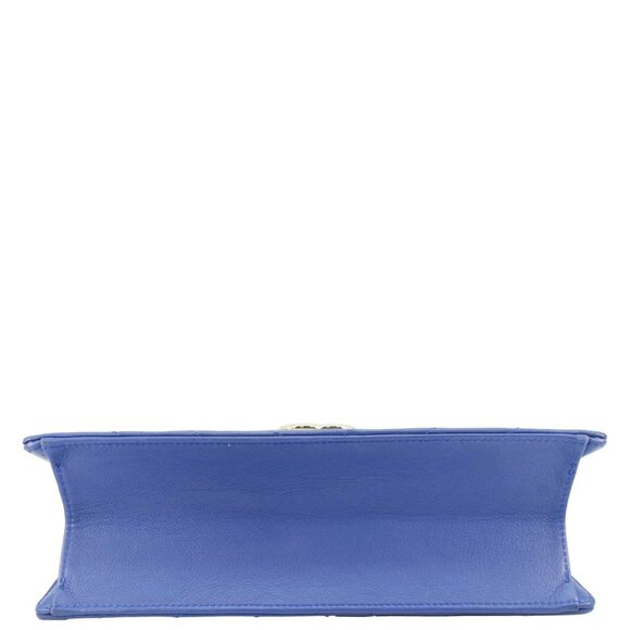 Chanel Coco Envelope Flap Quilted Chevron Leather Crossbody Bag Blue - Picture 10 of 13